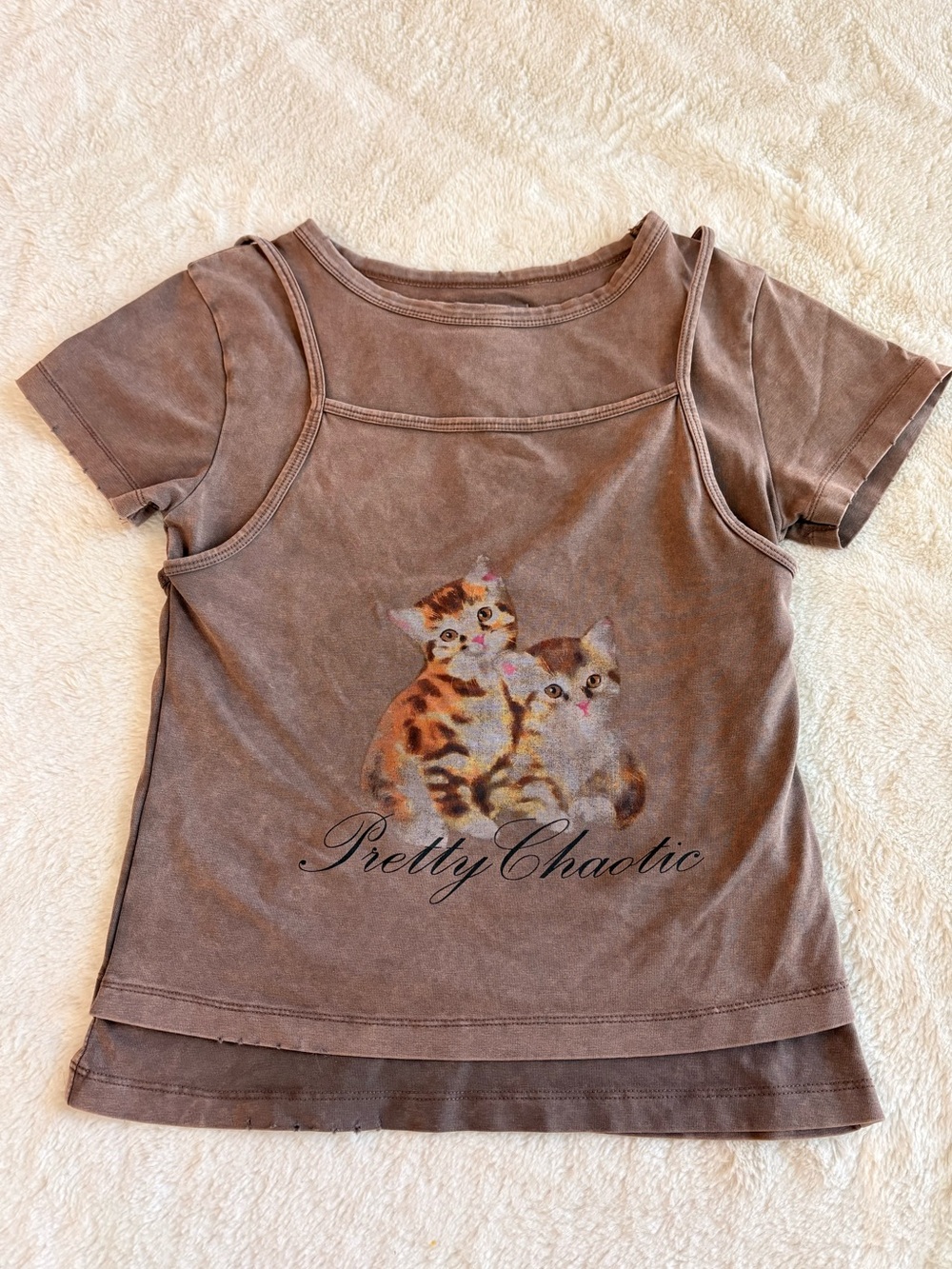 Zara Shanghai Edition - Graphic “Pretty Chaotic” Kittens NWT - Size XS